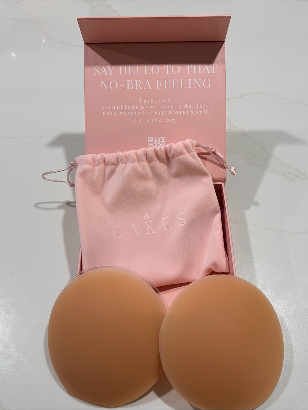 Cake Nude Silicone Adhesive Pasties with Pink Storage Pouch